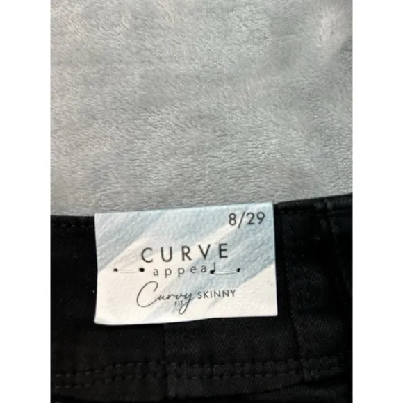 Curve Appeal Women Sz 8/29 Black Jeans Curvy Fit Skinny Stretch Denim Ladies NWT