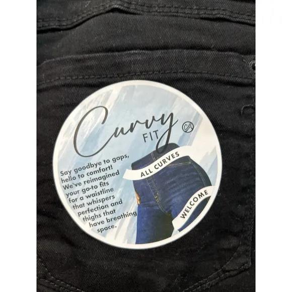 Curve Appeal Women Sz 8/29 Black Jeans Curvy Fit Skinny Stretch Denim Ladies NWT