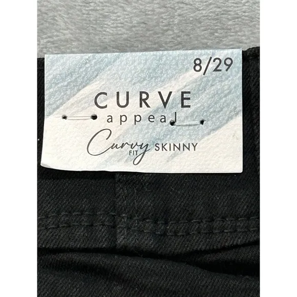 Curve Appeal Women Sz 8/29 Black Jeans Curvy Fit Skinny Stretch Denim Ladies NWT