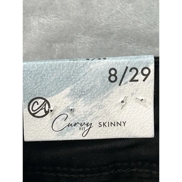 Curve Appeal Women Sz 8/29 Black Jeans Curvy Fit Skinny Stretch Denim Ladies NWT