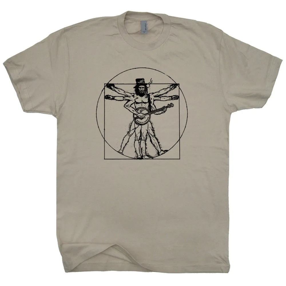 Da Vinci Banjo T Shirt Vintage Bluegrass T Shirt Cool Banjo Shirt