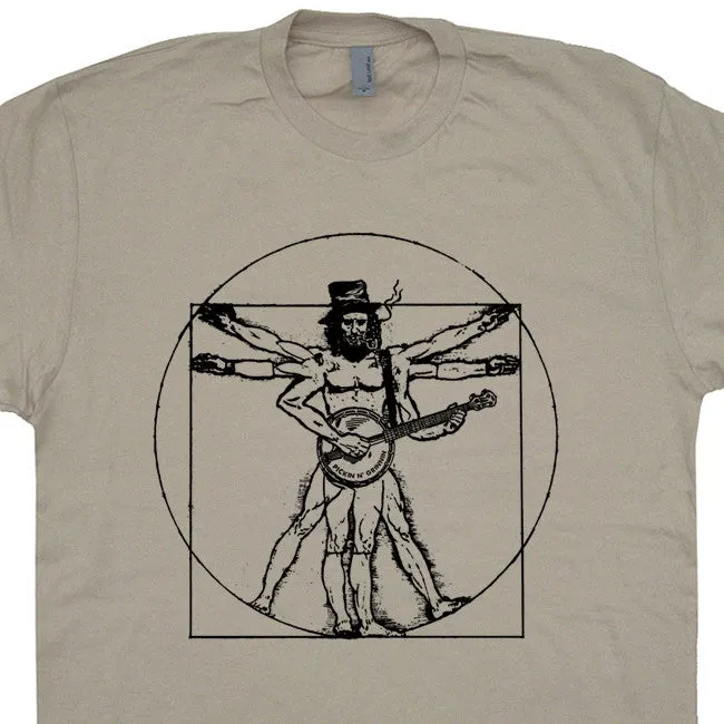 Da Vinci Banjo T Shirt Vintage Bluegrass T Shirt Cool Banjo Shirt
