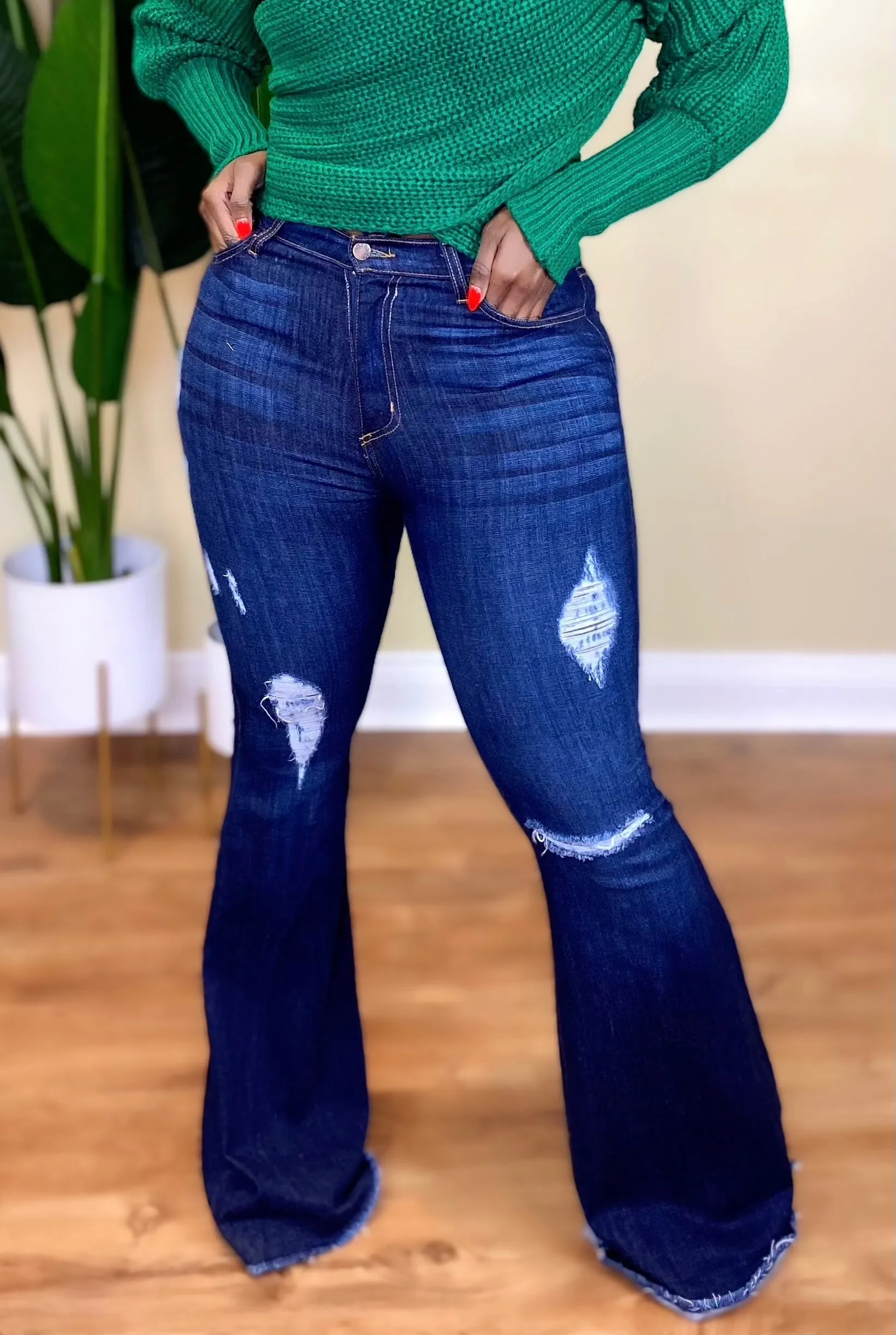 DARK BLUE HIGH WAIST JEANS