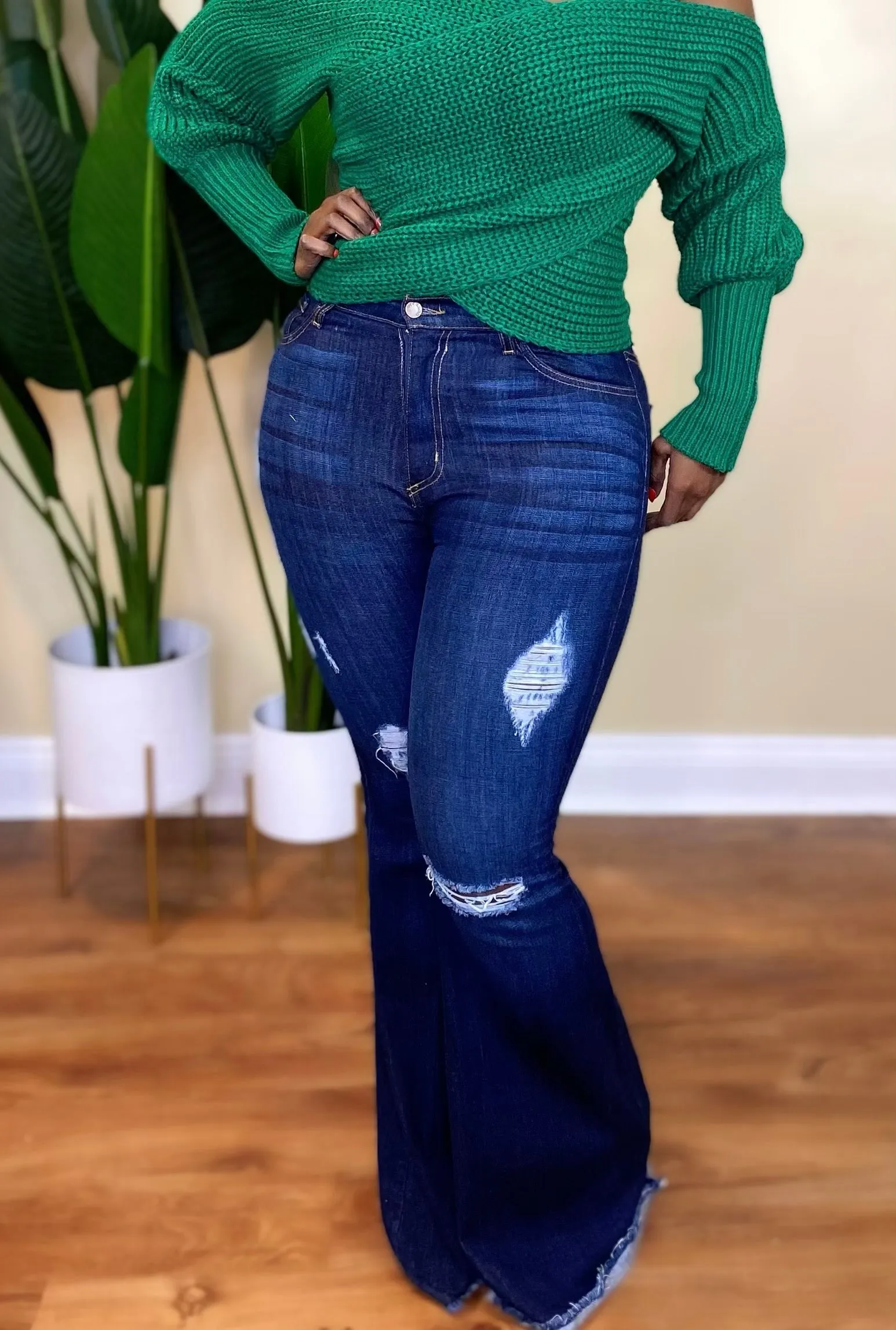 DARK BLUE HIGH WAIST JEANS