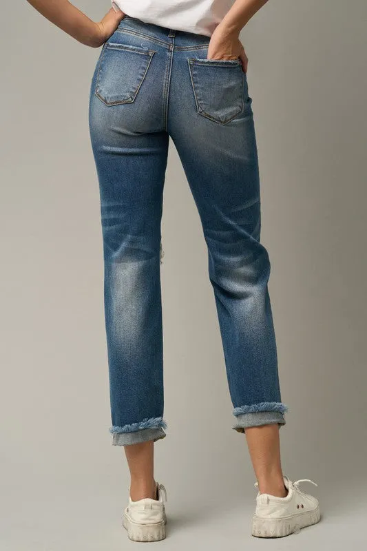 Denim Lab USA High Waist Ripped Boyfriend Jeans