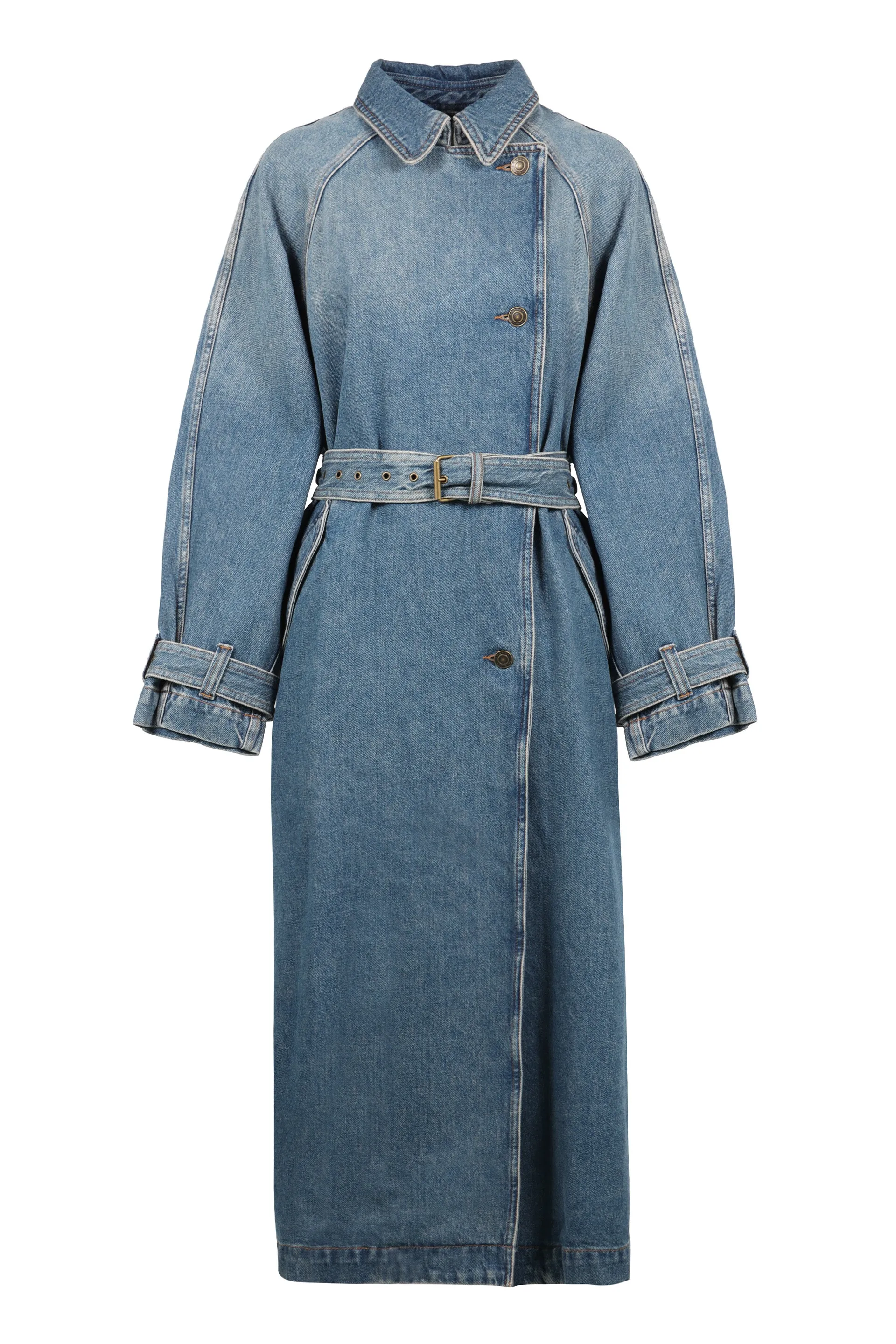 Denim trench coat