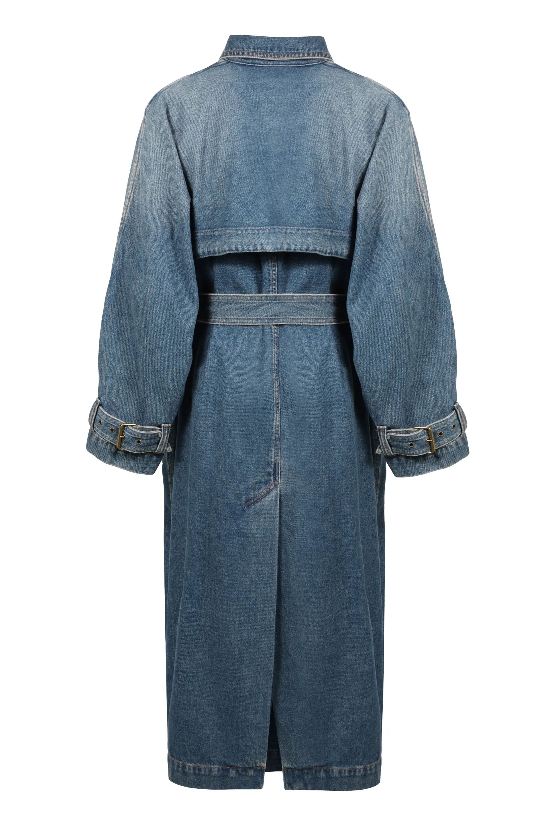 Denim trench coat