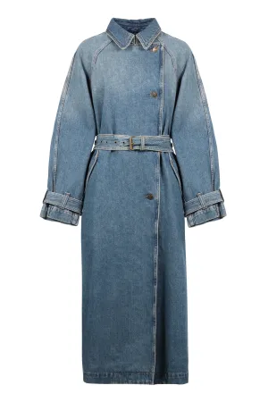Denim trench coat