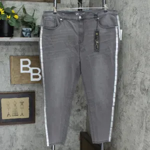 DG2 Plus Virtual Stretch Metallic Side Stripe Skinny Jeans Gray 22W