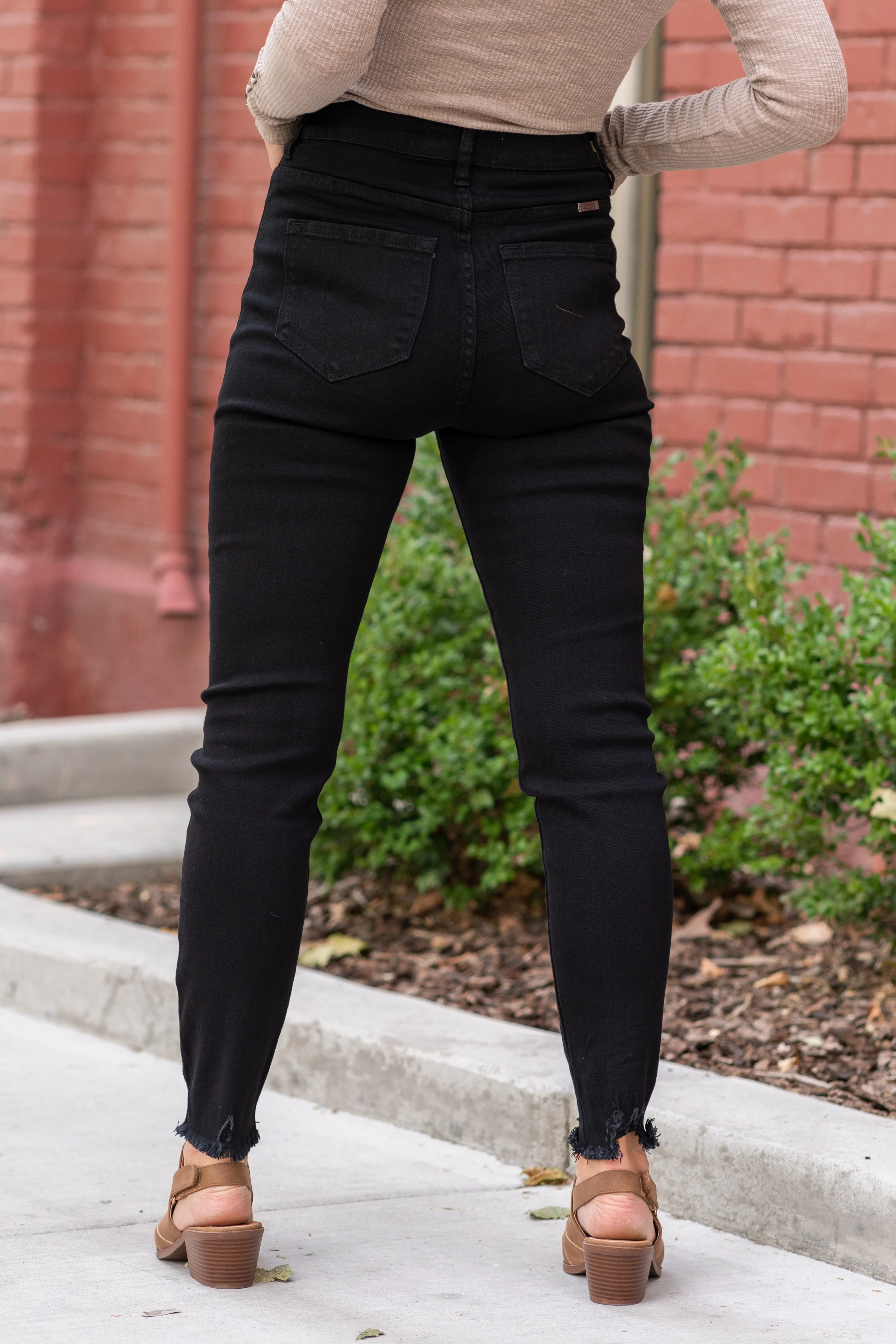 East Hartford High Rise Button Fly Black Skinny