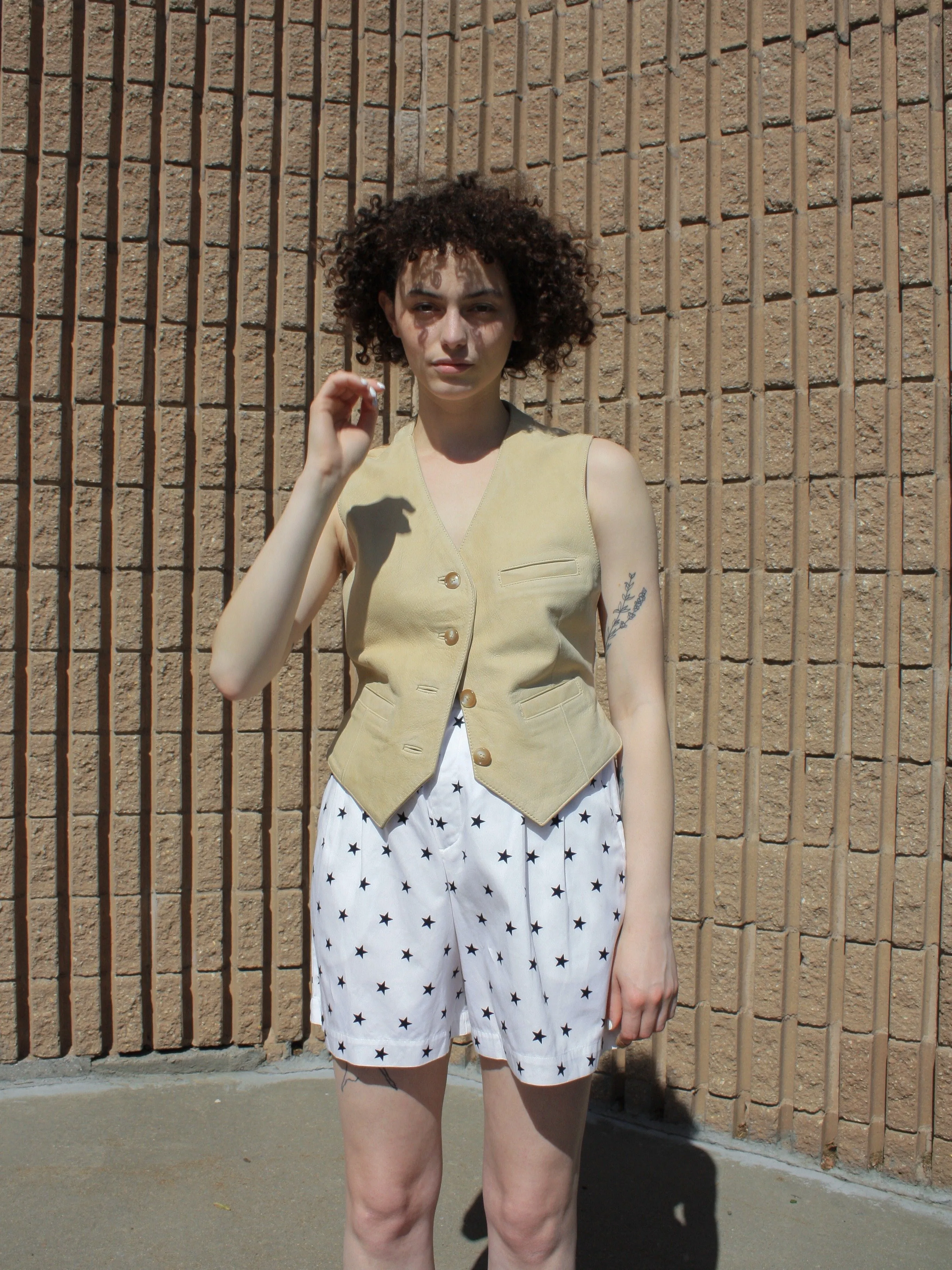 Ecru Leather Vest