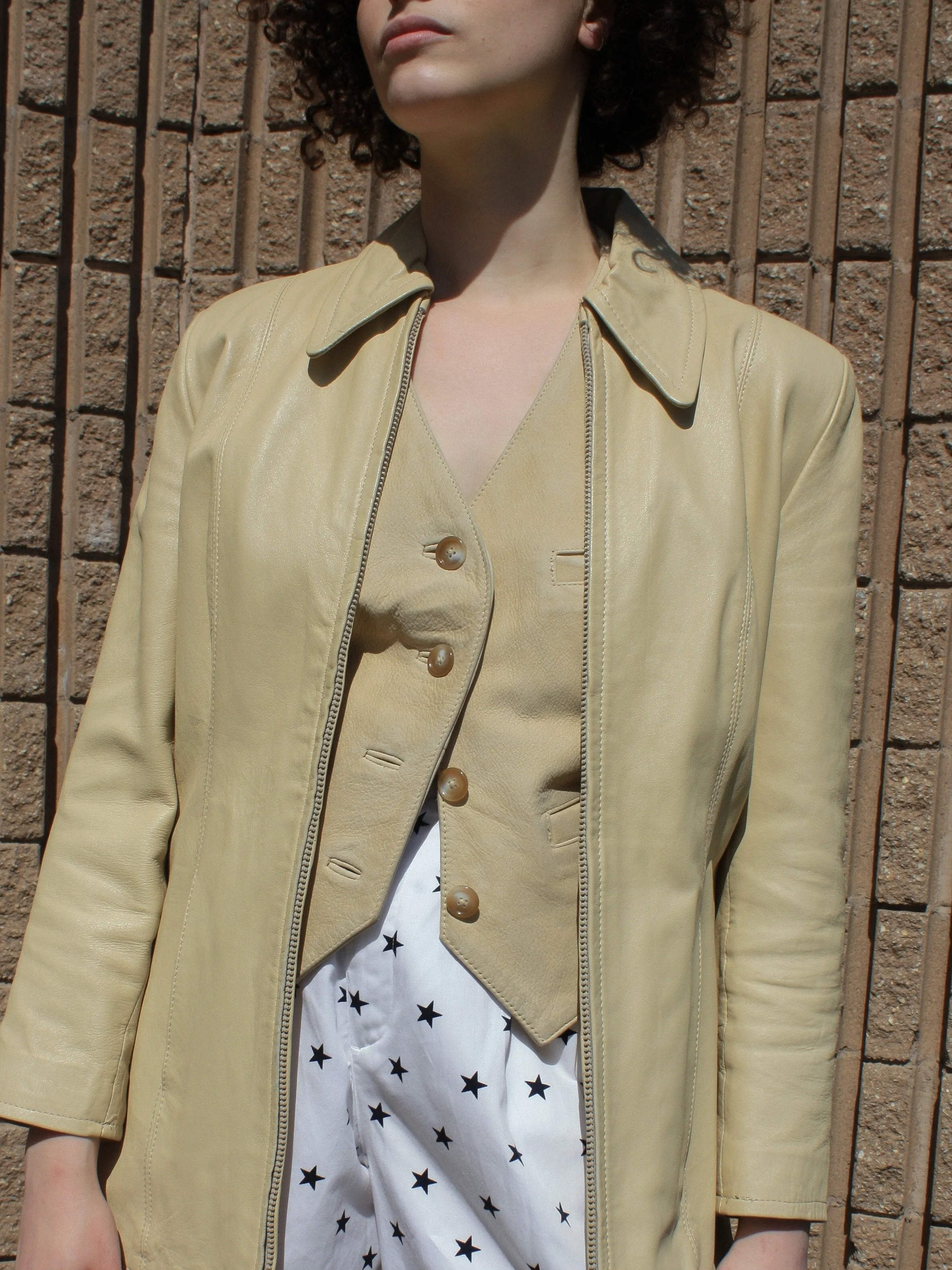 Ecru Leather Vest