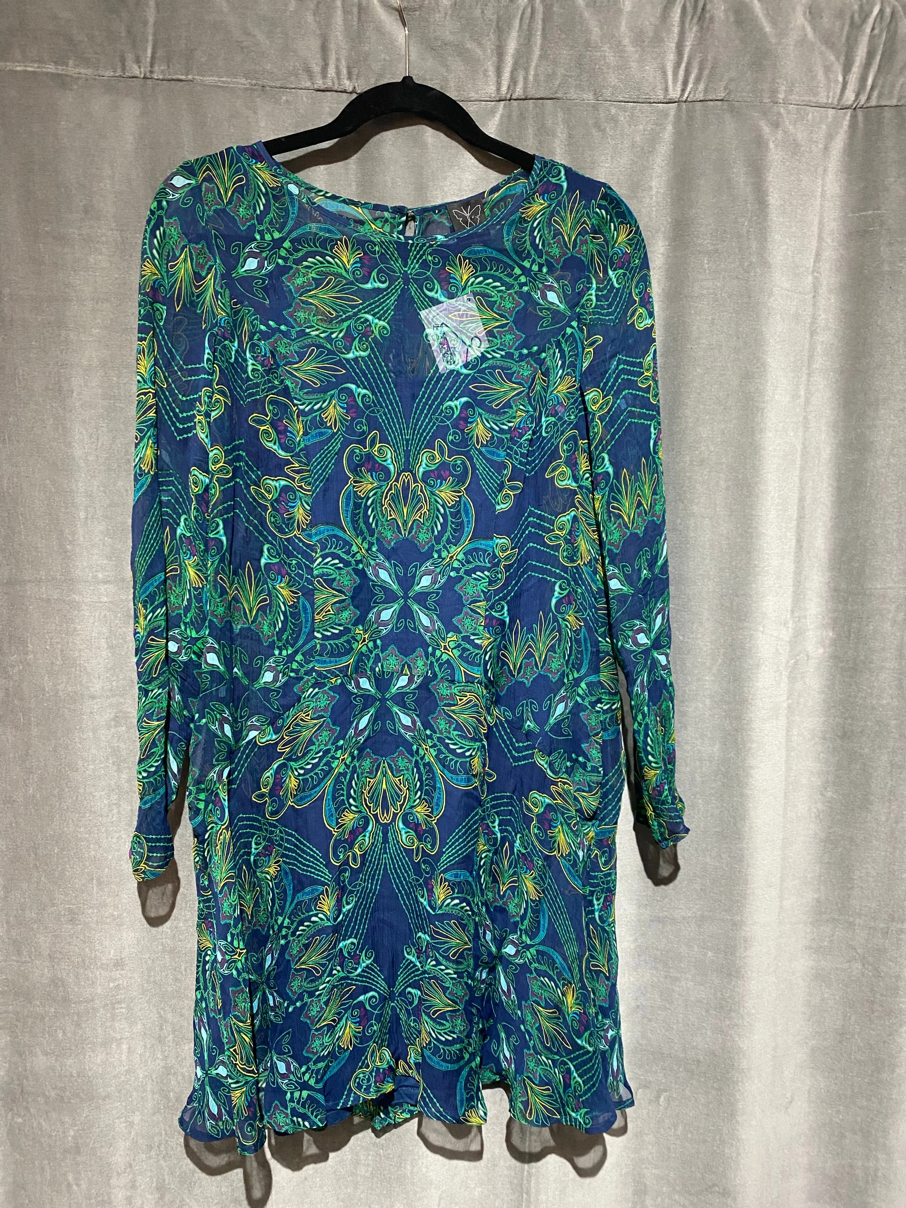 Ella Moss Long Sleeve Printed Sheer Mini Dress