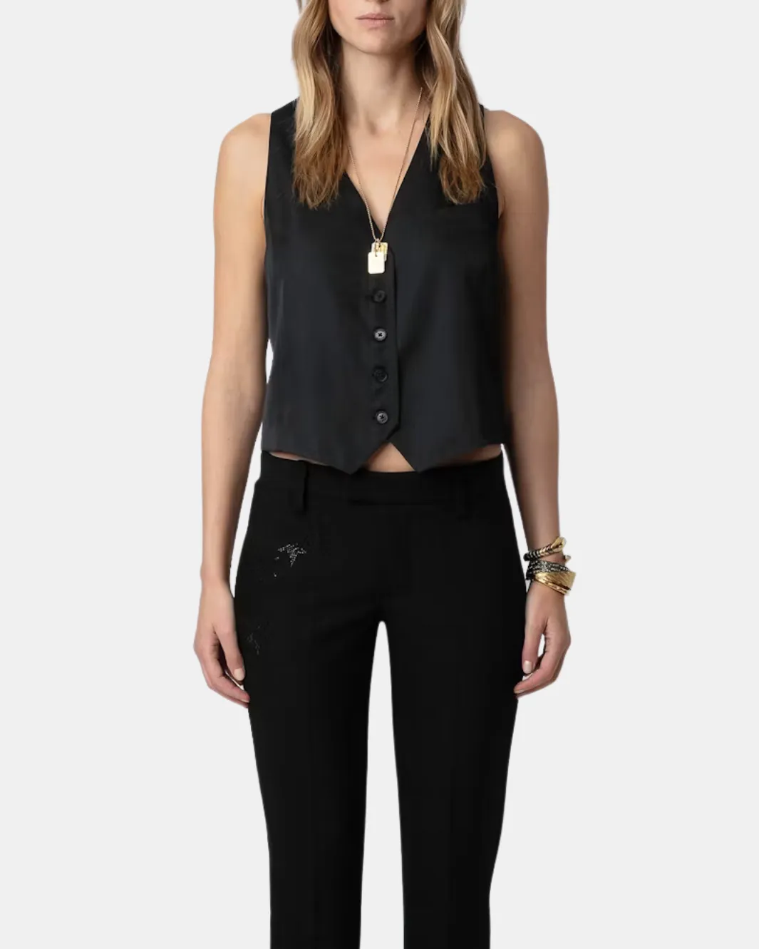EMAUX SATIN VEST IN NOIR