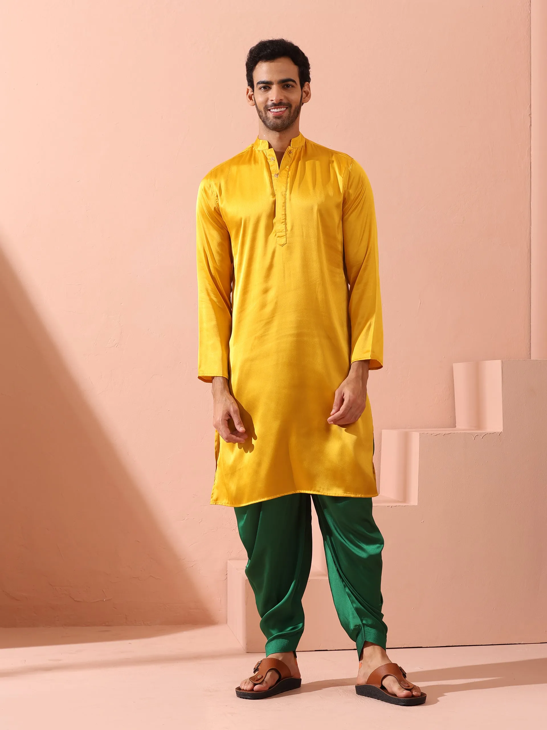 Emerald Green Satin Dhoti