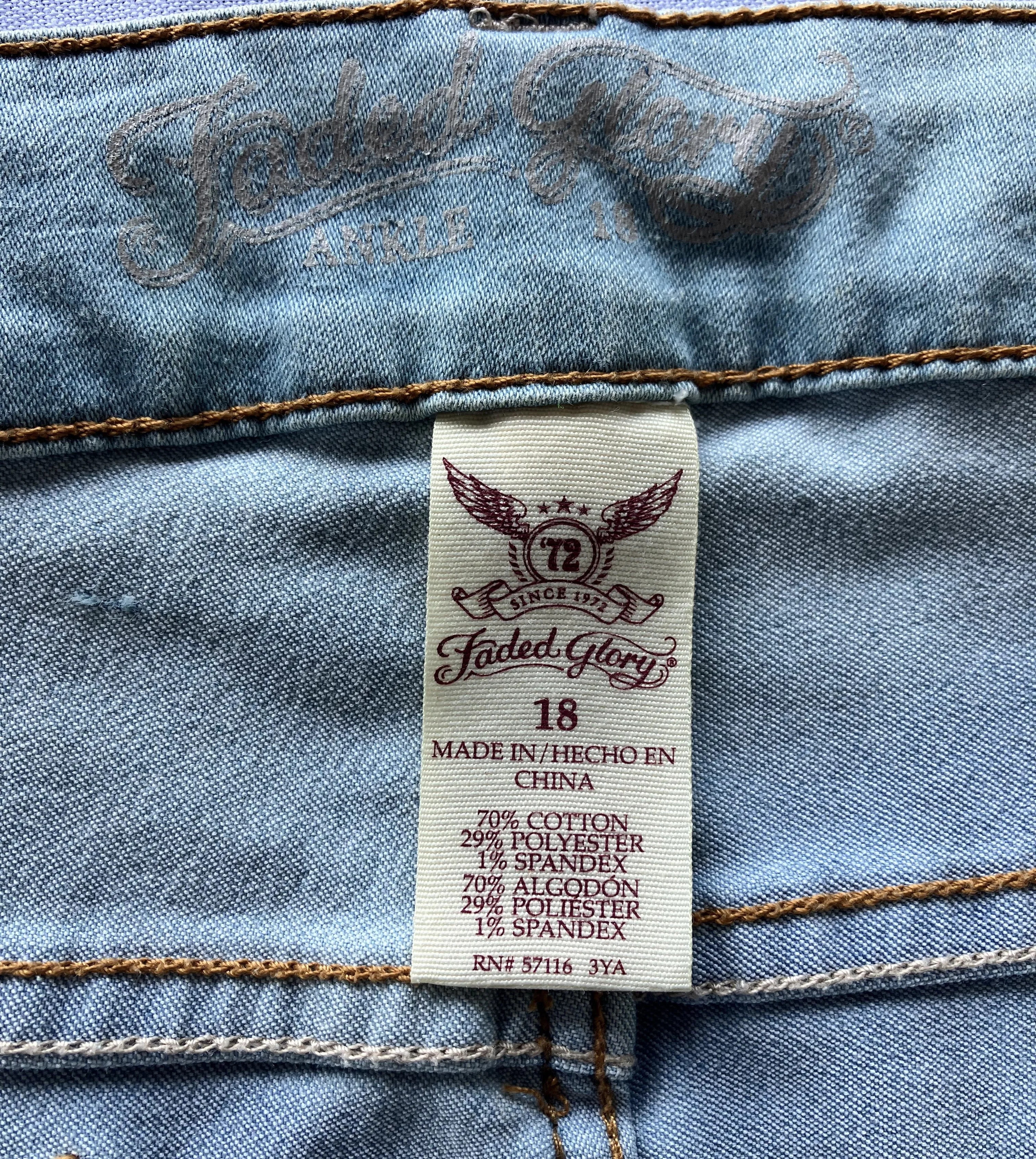 Faded Glory Ankle Jeans, Ripped, Size 18