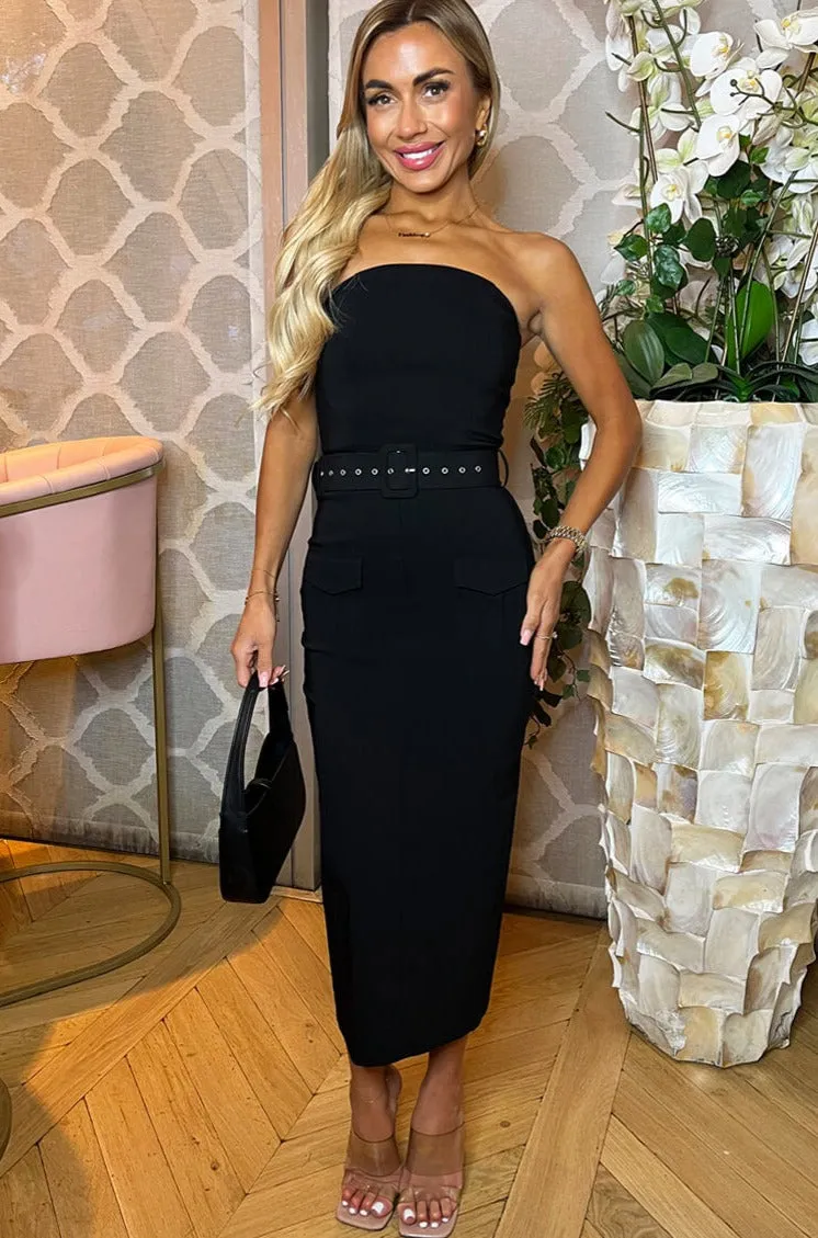 Fallon Black Belted Dress