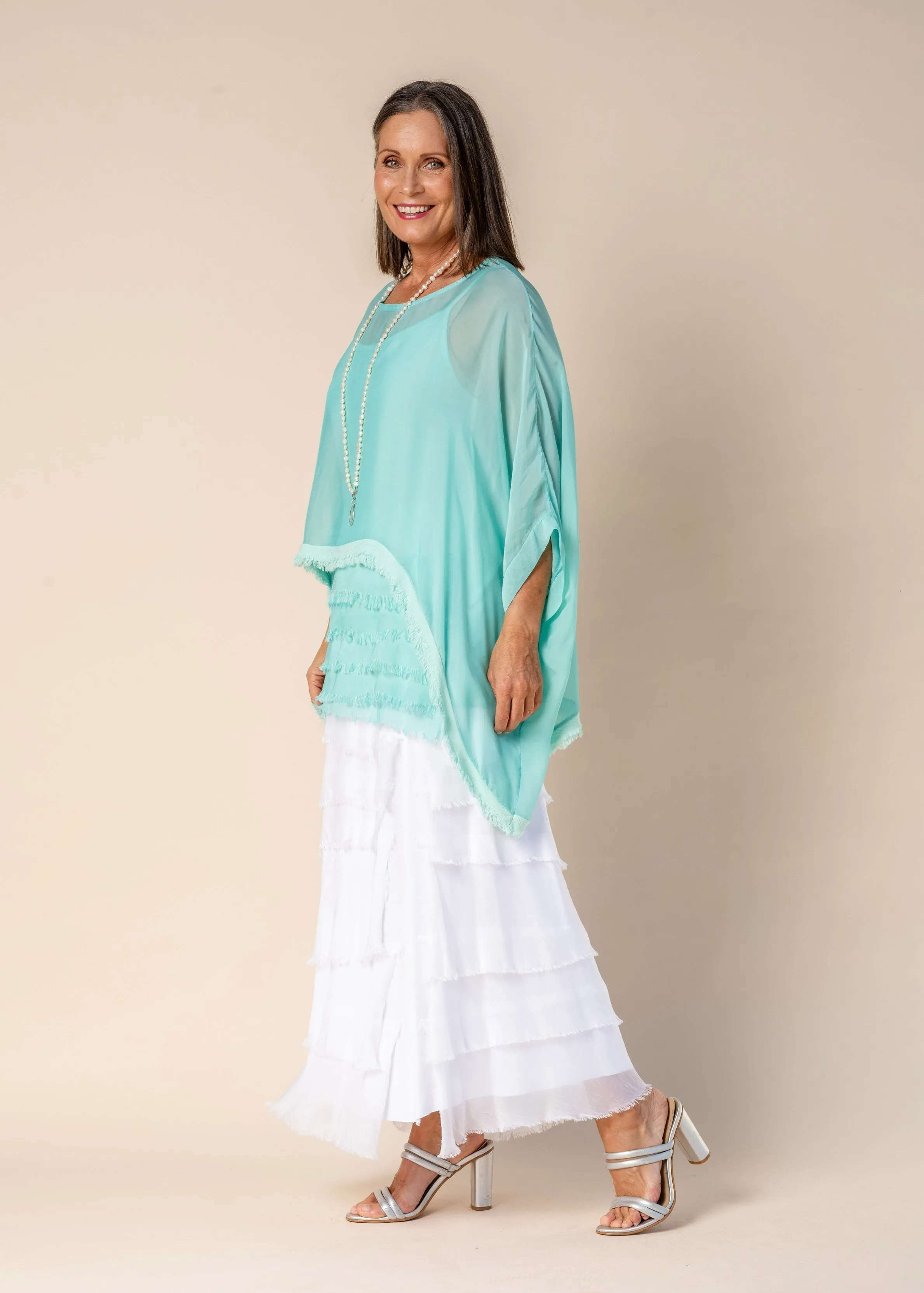 Farah Silk Top in Sea Green