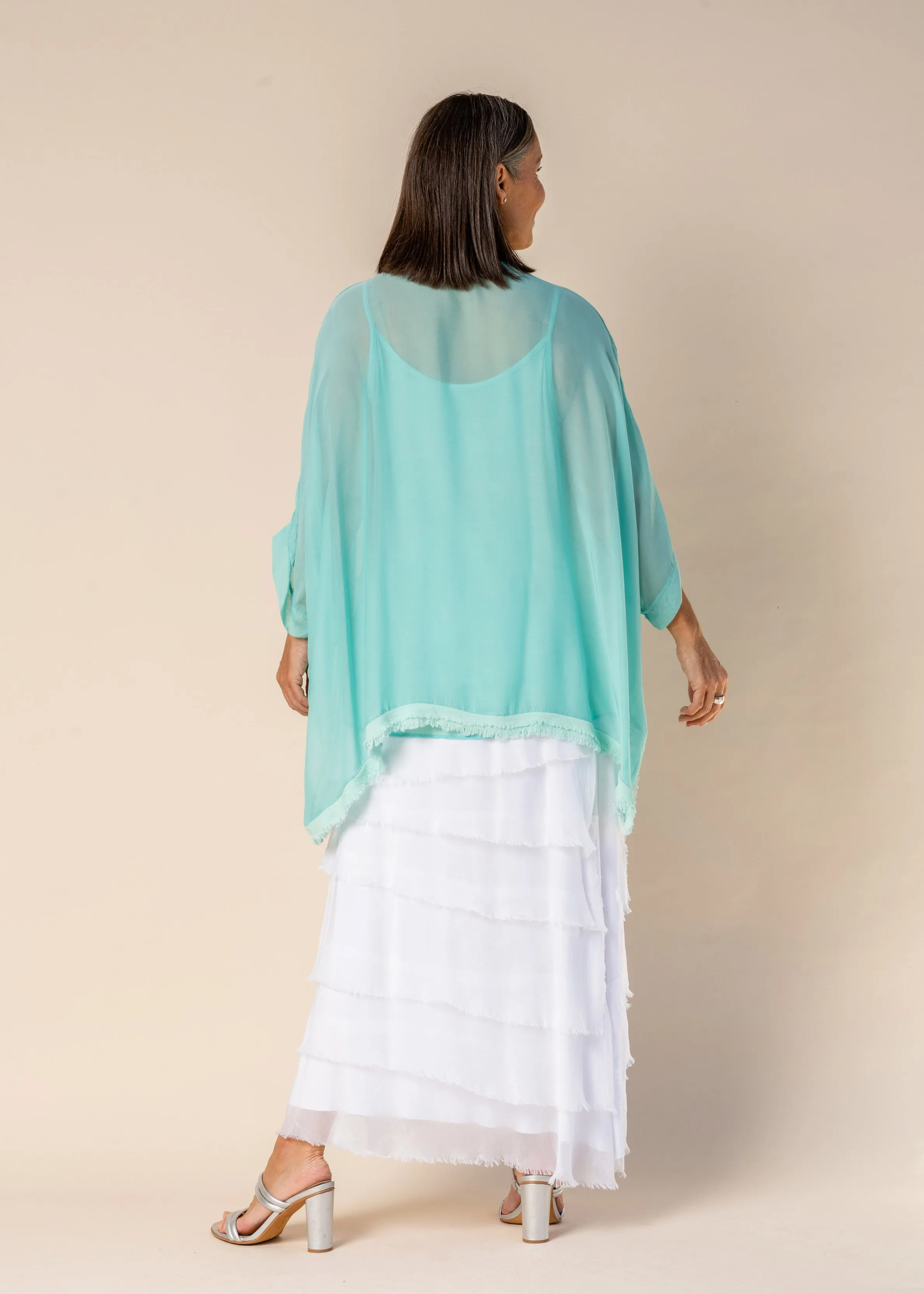 Farah Silk Top in Sea Green