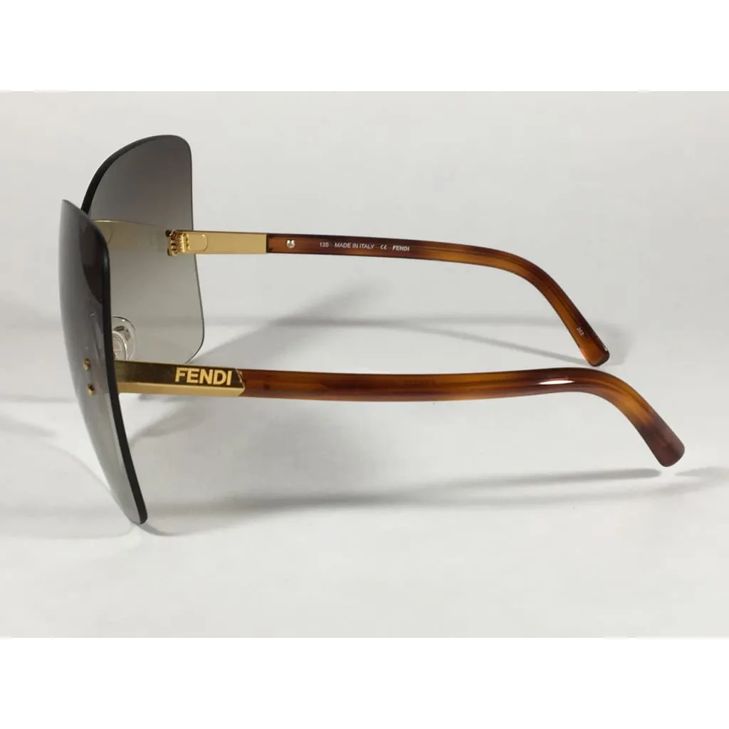 Fendi Runway Sunglasses Oversized Shield Butterfly Gray Green Gradient Lens Havana Frame FS5273 315