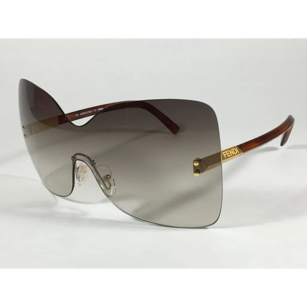 Fendi Runway Sunglasses Oversized Shield Butterfly Gray Green Gradient Lens Havana Frame FS5273 315