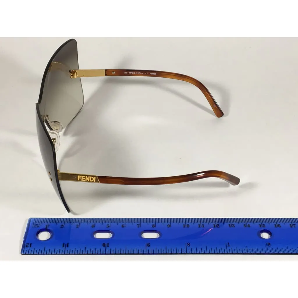 Fendi Runway Sunglasses Oversized Shield Butterfly Gray Green Gradient Lens Havana Frame FS5273 315