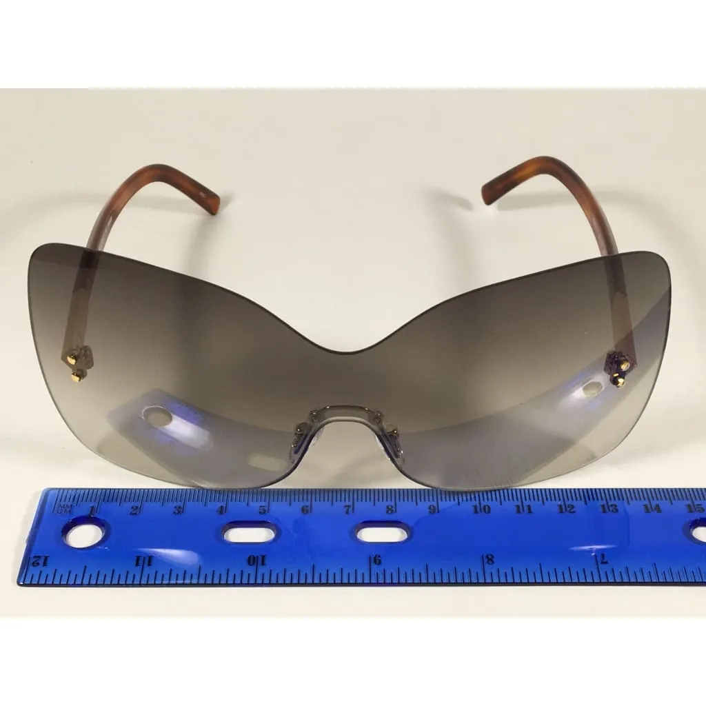 Fendi Runway Sunglasses Oversized Shield Butterfly Gray Green Gradient Lens Havana Frame FS5273 315
