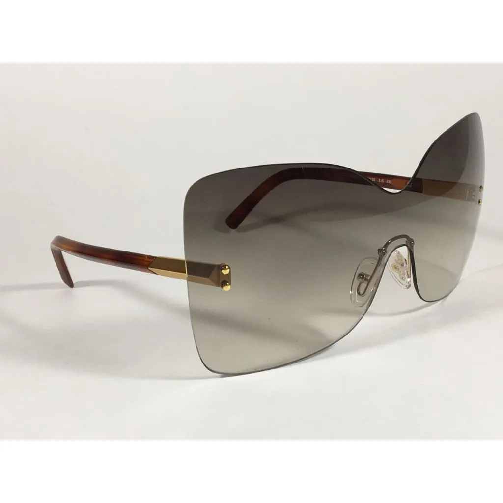 Fendi Runway Sunglasses Oversized Shield Butterfly Gray Green Gradient Lens Havana Frame FS5273 315