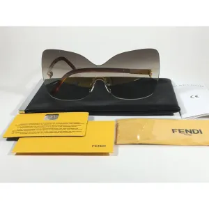 Fendi Runway Sunglasses Oversized Shield Butterfly Gray Green Gradient Lens Havana Frame FS5273 315