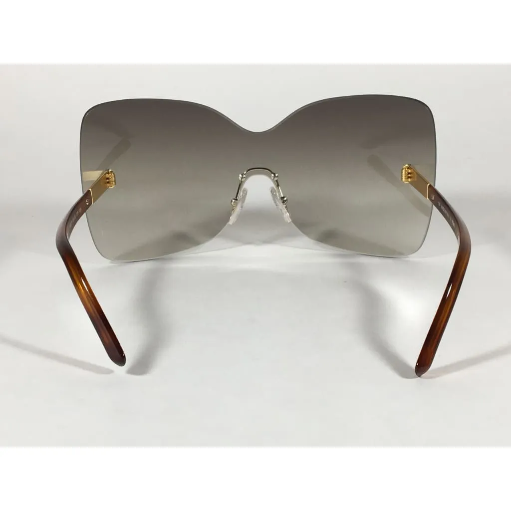 Fendi Runway Sunglasses Oversized Shield Butterfly Gray Green Gradient Lens Havana Frame FS5273 315