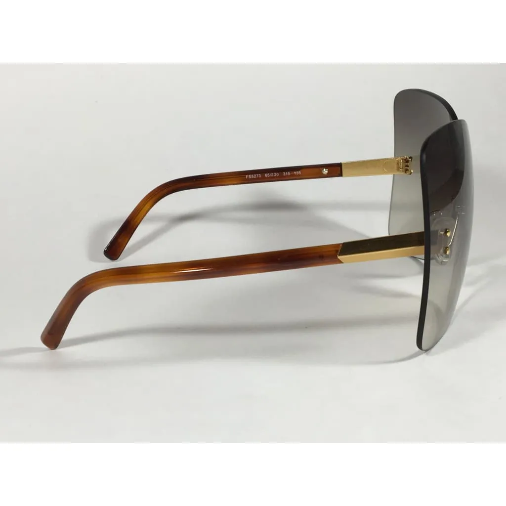Fendi Runway Sunglasses Oversized Shield Butterfly Gray Green Gradient Lens Havana Frame FS5273 315