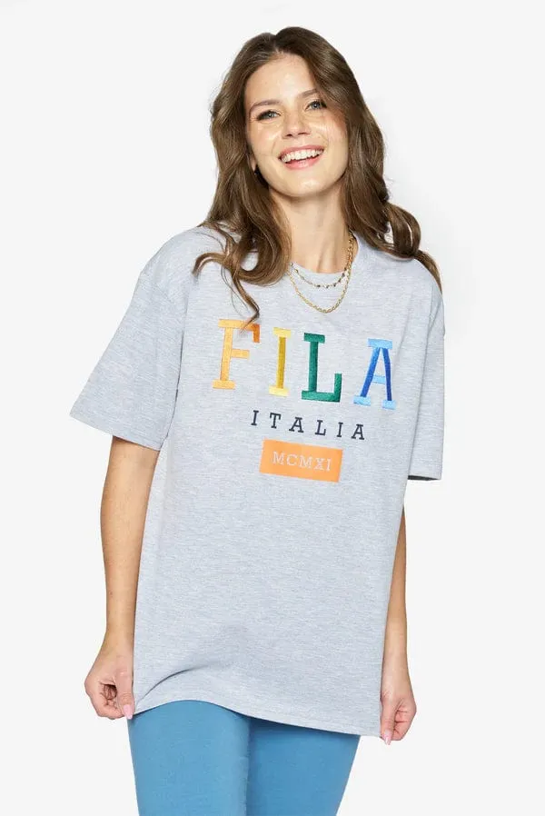 Fila Women's Isabel Oversized Embrodery Tee Grey