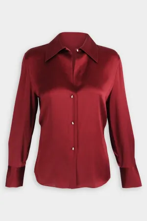Fitted Shaped Collar Blouse in Currant
