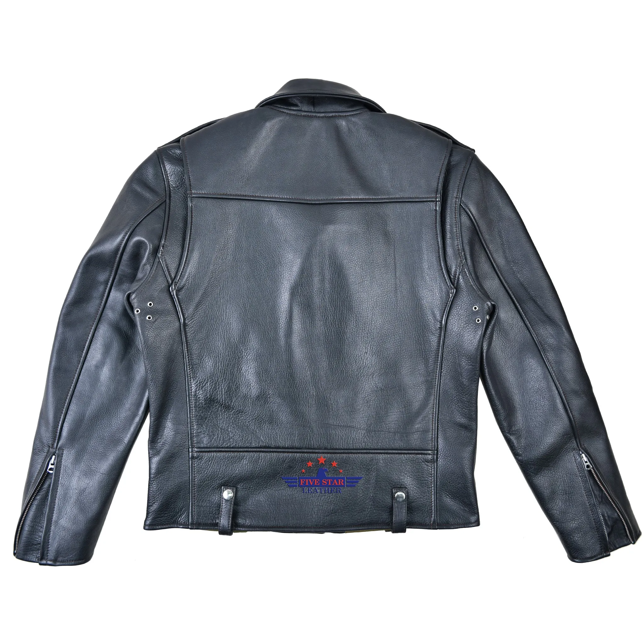 FiveStar Leather Vintage D Pocket Road Master Men Jacket Black Steerhide