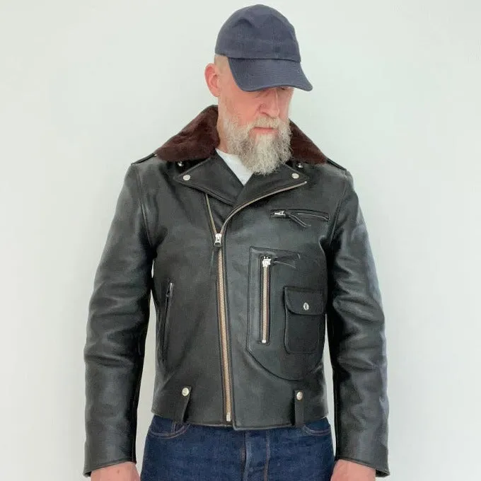 FiveStar Leather Vintage D Pocket Road Master Men Jacket Black Steerhide