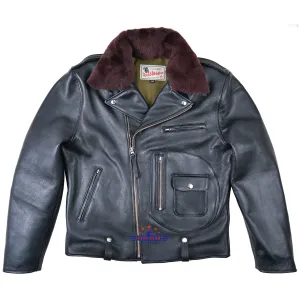 FiveStar Leather Vintage D Pocket Road Master Men Jacket Black Steerhide