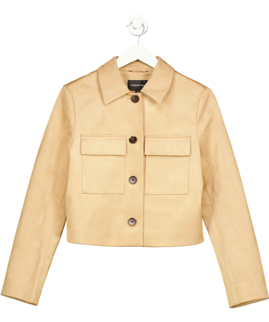 FOREVER NEW Beige Tyla Faux Suede Jacket UK 10