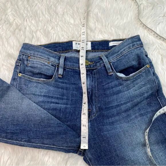 FRAME DENIM Le High Rise Skinny Jeans Langstone Raw Shade Hem Size 25 #LHSKSH133