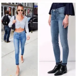 FRAME DENIM Le High Rise Skinny Jeans Langstone Raw Shade Hem Size 25 #LHSKSH133