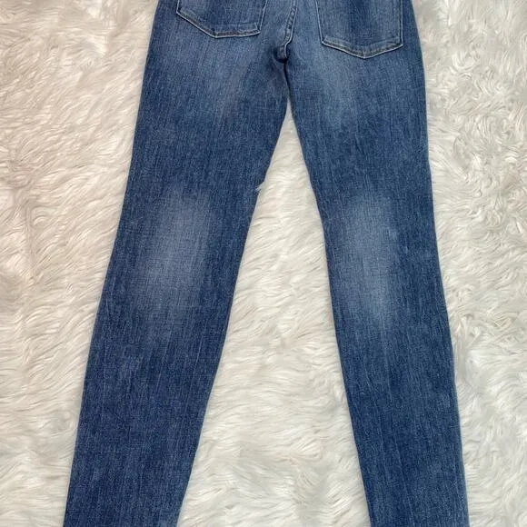 FRAME DENIM Le High Rise Skinny Jeans Langstone Raw Shade Hem Size 25 #LHSKSH133