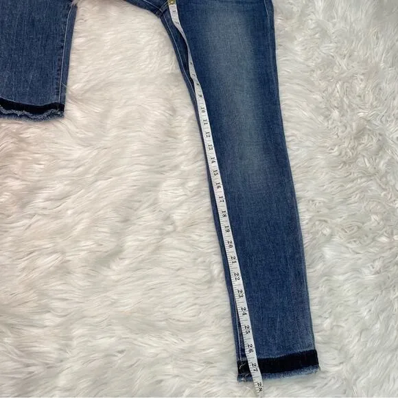 FRAME DENIM Le High Rise Skinny Jeans Langstone Raw Shade Hem Size 25 #LHSKSH133