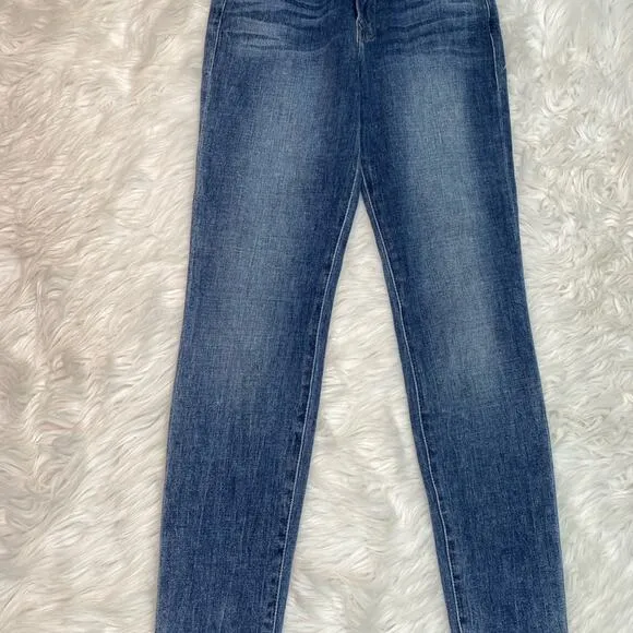 FRAME DENIM Le High Rise Skinny Jeans Langstone Raw Shade Hem Size 25 #LHSKSH133
