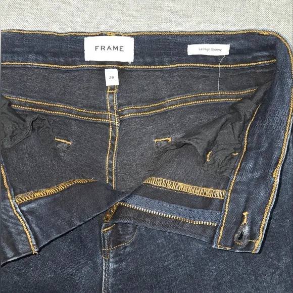 Frame Denim Le High Skinny Dark Blue Acid Wash Jeans Size 29