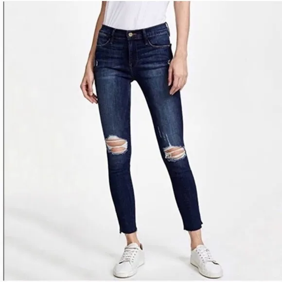 Frame Denim Le Skinny De Jeanne Ripped Knees Skinny Jeans size 28