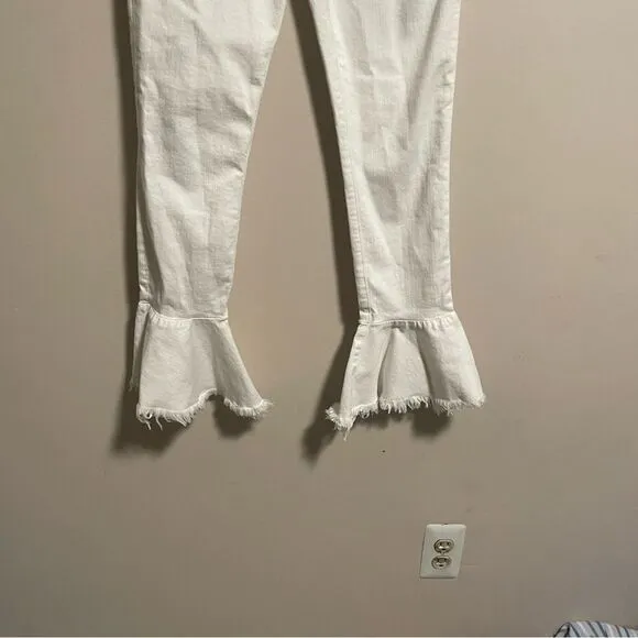Frame Le Skinny De Jeanne Flounce Flare Jeans Mid Rise White- Size 27
