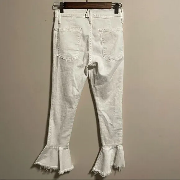 Frame Le Skinny De Jeanne Flounce Flare Jeans Mid Rise White- Size 27