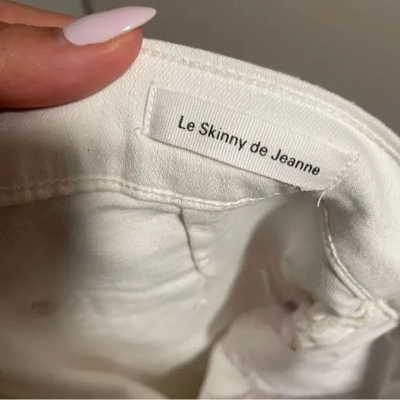 Frame Le Skinny De Jeanne Flounce Flare Jeans Mid Rise White- Size 27