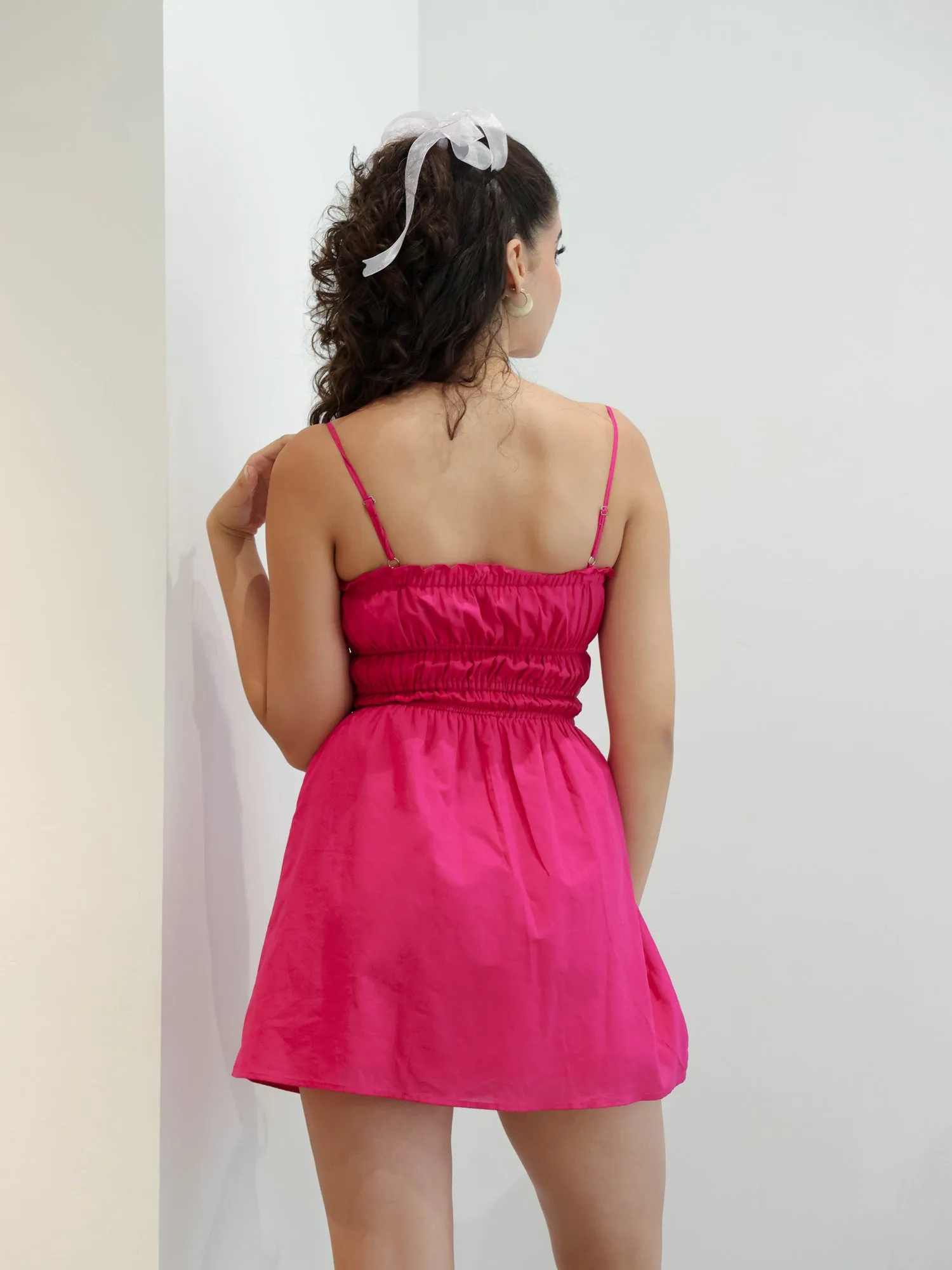 Frill Detailed Tie Up Mini Dress