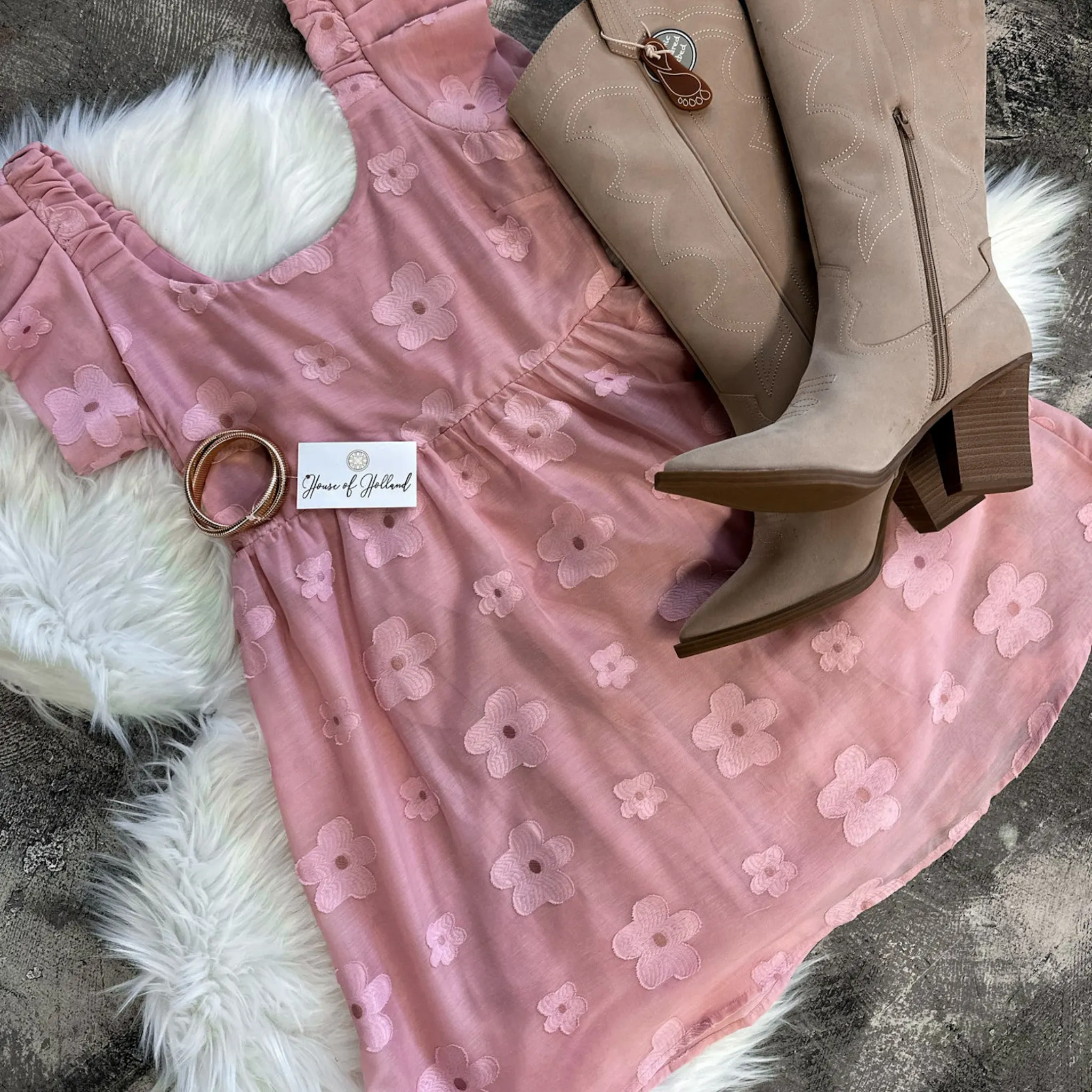 Full of Love Pink Flower Embroidered Mini Dress