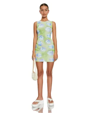 GELE DRESS NEON BRUSHSTROKE FLORAL